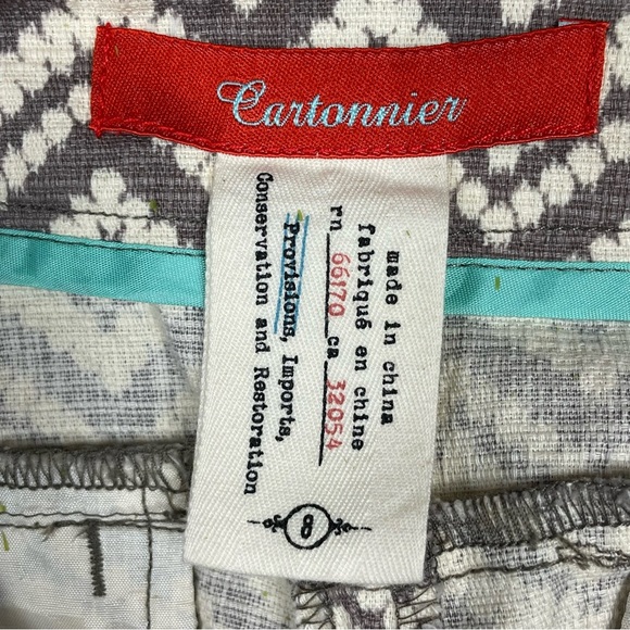 Anthropolgie Cartonnier Melisma Chevron High Rise Beige Classic Shorts - Sz 8 - Picture 3 of 11